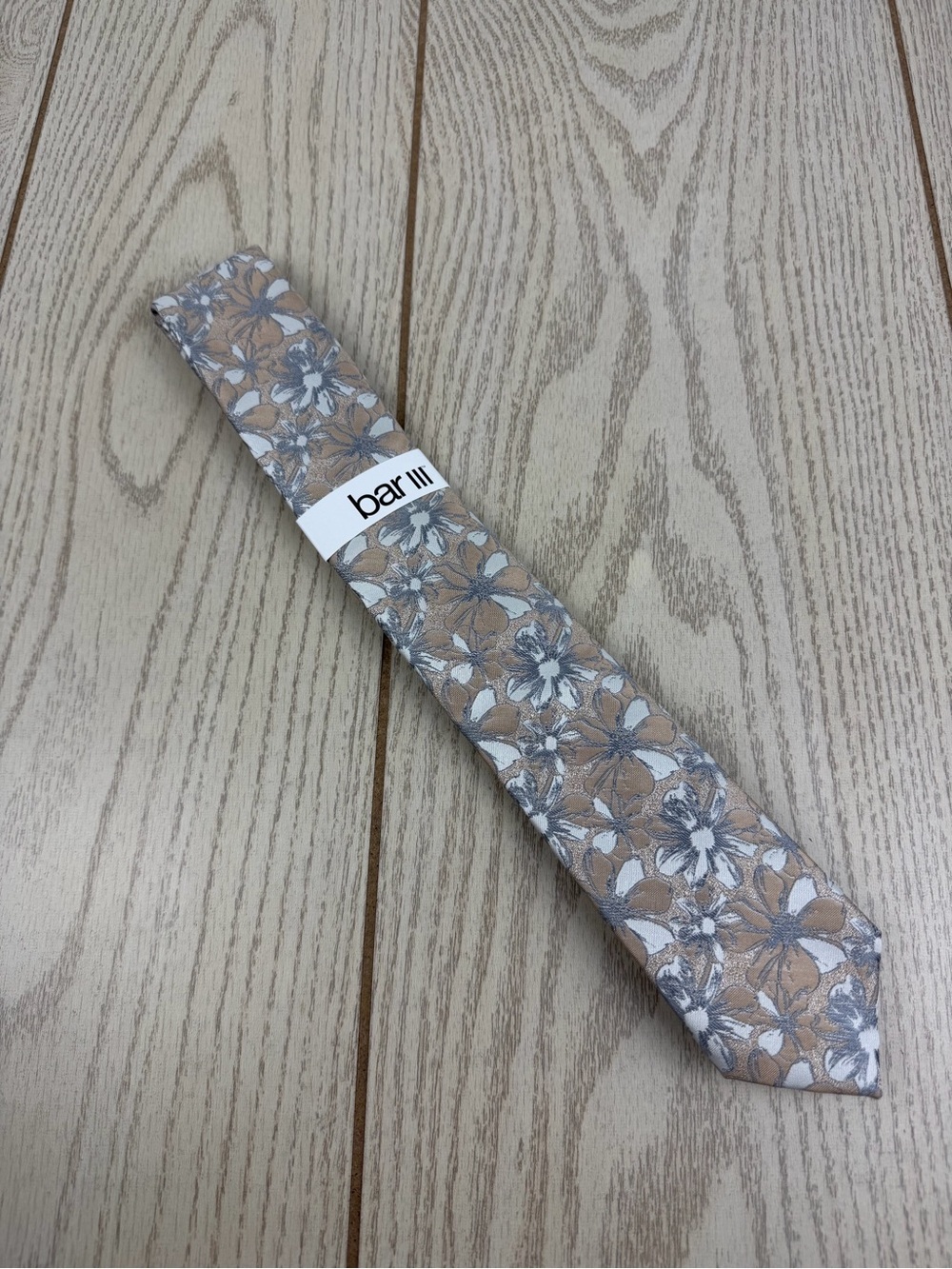 727 Bar III Men's Tie Manette Floral 260 Taupe $55 Polyester Skinny Slim